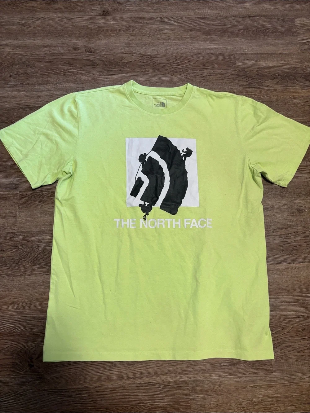 men’s neon green the north face t shirt